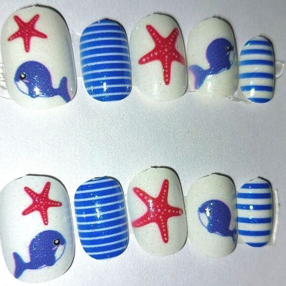 Kids custom sailor 10pc  press on nails - Picture 3 of 6